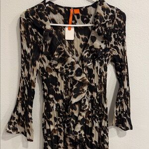 Sunny Leigh Animal Print Blouse - Black and Brown